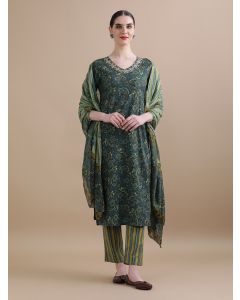 Pure Cotton Floral Embroidered Kurta Sets With Dupatta HANDN-735