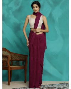 Burgundy Silk Blend Party Wear Saree 