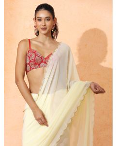 Embellished Georgette Saree with Unstiched Blouse-JJ BABLI Lime