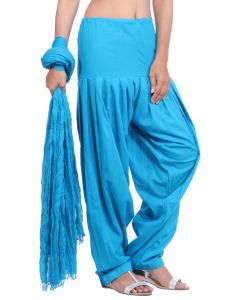 Pure Cotton Aqua Blue Patiala Salwar And Dupatta Set