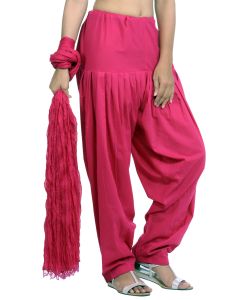 Pure Cotton Fuchsia Pink Patiala Salwar And Dupatta Set