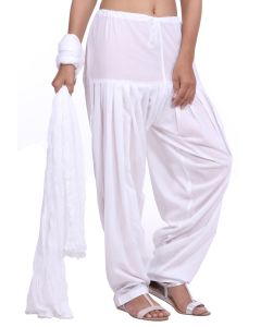 Pure Cotton White Patiala Salwar And Dupatta Set