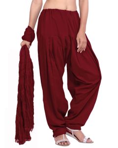 Pure Cotton Maroon Patiala Salwar And Dupatta Set
