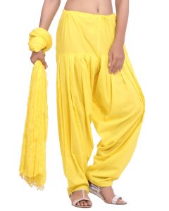 Pure Cotton Neon Yellow Patiala Salwar And Dupatta Set