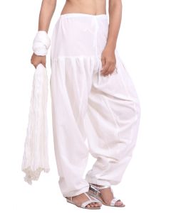Pure Cotton Off White Patiala Salwar And Dupatta Set