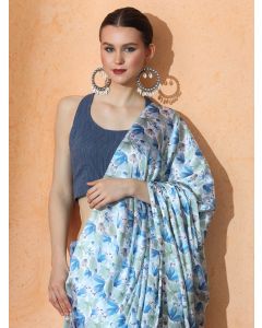 Floral Satin Saree with Unstiched Blouse-JM 06 Multicolor