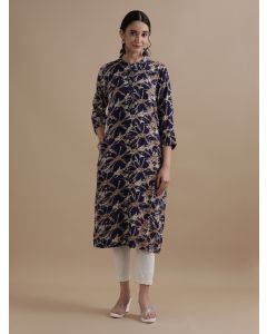 Floral Blue Printed Straight Kurta
