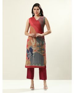 Floral Printed Straight Sleeveless Kurta-LF-256 Multi