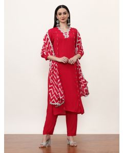 Embroidered Ethnic Motifs Kurta Sets With Dupatta-NVLK-471 Pink