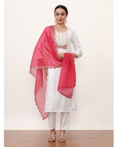 Embroidered Ethnic Motifs Kurta Sets With Dupatta-NVLK-594 White