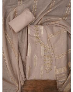 Light Purple Unstitched Zari Silk Blend Dress Material With Dupatta	