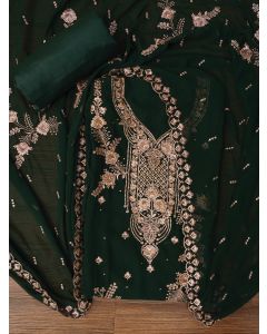 Green Zari Silk Georgette Dress Material with Dupatta