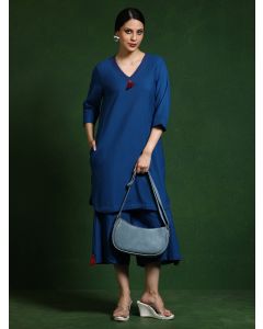 Pure cotton Solid kurta sets with palazzo-Shalini 629 Blue