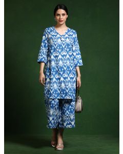 Pure cotton Printed kurta sets with palazzo-Shalini 634 Blue