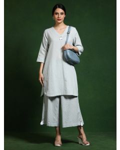 Pure cotton Solid kurta sets with palazzo-Shalini 644 Grey