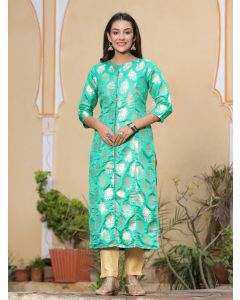 Amaiva Green Ethnic Brocade Kurtas