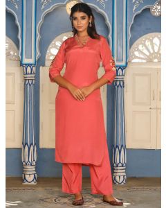 Straight Embroidered Kurta With Palazzos