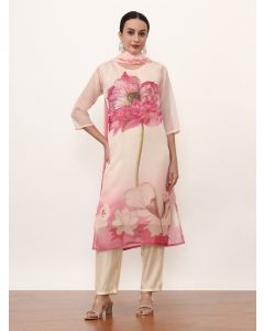 Printed Georgette Floral Kurta Sets With Dupatta-SSKR-Naomika Pink