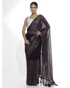 Pure Georgette Sequin Party Wear Saree With Belt