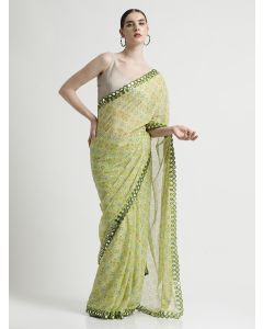 Pure Georgette Patola Mirror Printed Saree