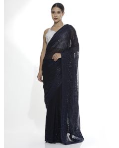 Pure Georgette Blue Sequins Saree