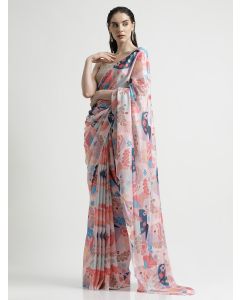 Multicolor Digital Printed Japan Silk Saree