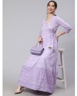 Lavender Ethnic Printed Angrakha Kurta